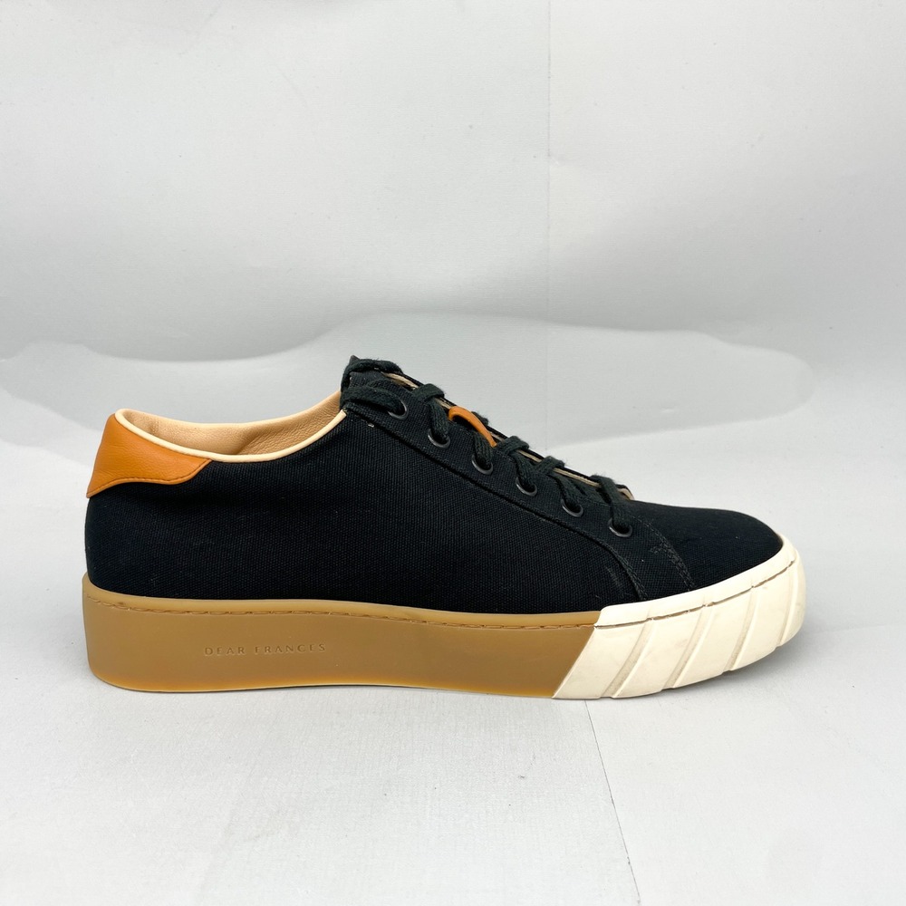 Dear Frances Womens 38 7.5 Black Canvas Low Top Platform Sneakers Trainer Shoes
